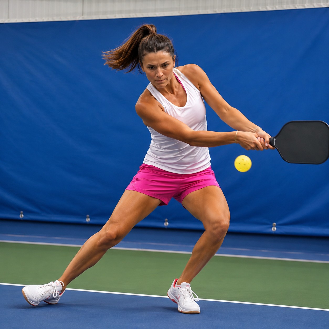 Pickleball player generating swing momentum during a shot
